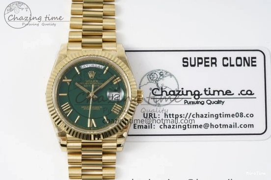 MiroTime 1229 Day Date 40 228238 YG JDF 1:1 Best Edition Green Dial on YG Bracelet VR EyeCatching 2245